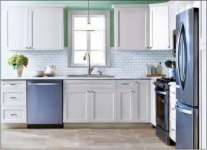  ??  ?? Replacing the doors, shelves and hardware on structural­ly sound but dated cabinets is a quick way to give the kitchen a fresh new look.