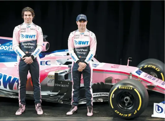  ?? PHOTO COURTOISIE RACING POINT F1 ?? Lance Stroll (à gauche) et son coéquipier Sergio Pérez procèderon­t cette semaine aux premiers essais de la nouvelle monoplace de l’écurie Racing Point F1 au circuit de Barcelone.