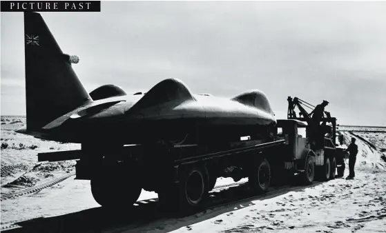  ?? ?? FAST MOVE: Bluebird, which was to be driven by Donald Campbell during his land speed record attempt, on a truck as it is taken to Lake Eyre, South Australia, on May 13, 1963.