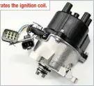  ??  ?? The Honda distributo­r which incorporat­es the ignition coil.