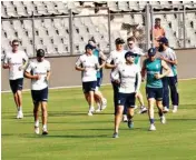  ?? PIC/PTI ?? England team players during a practice session at Wankhede Stadium in Mumbai on Tuesday ahead of the 4th Test against India