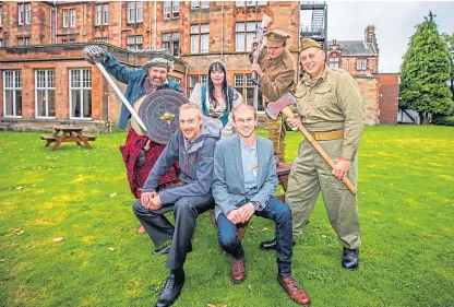  ?? Picture: Steve MacDougall. ?? Front: Dr Lindsay, left, and guest speaker Dr Matthew Knight. Back, from left: Re-enactors Gary and Lynne Knight, from Perth, and Dave Hutchison and Clive Ashton-Clements, from Aberfeldy.