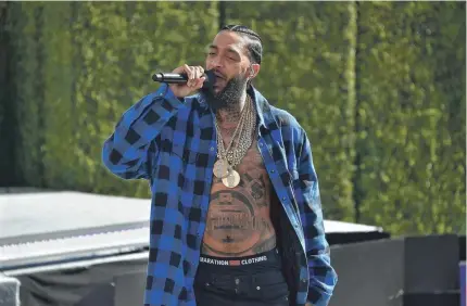  ?? NEILSON BARNARD/GETTY IMAGES FOR BET ?? Nipsey Hussle, 33, was shot Sunday outside his Los Angeles boutique.