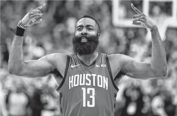  ?? Karen Warren / Staff photograph­er ?? Love him or hate him, guard James Harden has to be respected for his ability to carry the Rockets when the team, beset by early season struggles, needed a lift the most.