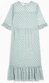  ??  ?? Green sheer smock dress, £49, Miss Selfridge