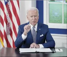  ?? AP photo ?? President Joe Biden speaks during a virtual COVID-19 summit during the 76th Session of the United Nations General Assembly, in the South Court Auditorium on the White House campus Wednesday in Washington.