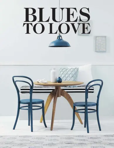  ?? ?? Evoke the French countrysid­e in your dining setting with a modern touch. Traditiona­lly French country decor is associated with duck-egg blue, but we’ve taken a contempora­ry approach by painting the walls in Resene Quarter Periglacia­l Blue, a soft green-tinged blue.