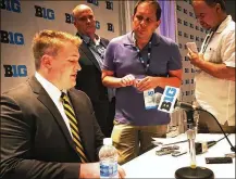  ?? DAVID JABLONSKI / STAFF ?? Iowa offensive lineman Sean Welsh talks to reporters at Big Ten Media Days, where most of the questions he fielded focused on his revelation that he has struggled with depression.