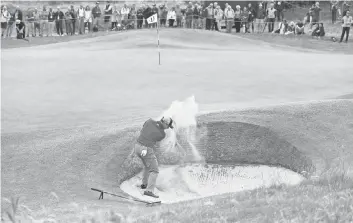  ?? IAN RUTHERFORD, USA TODAY SPORTS ?? Masters champion Sergio Garcia plays a shot from a bunker on the third green during a practice round Wednesday at Royal Birkdale, which is hosting the British Open for the 10th time.