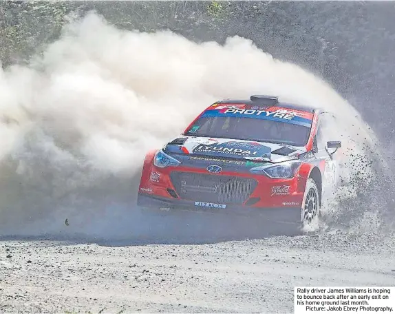  ?? ?? Rally driver James Williams is hoping to bounce back after an early exit on his home ground last month.
Picture: Jakob Ebrey Photograph­y.