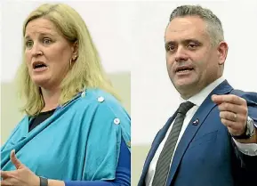  ?? LUKE KIRKEBY/ STUFF ?? Taupo electorate National MP Louise Upston and NZ First candidate Fletcher Tabuteau.