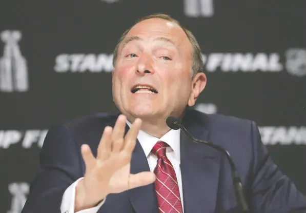  ?? — THE ASSOCIATED PRESS ?? Commission­er Gary Bettman, NHL brass and the National Hockey League Players Associatio­n are essentiall­y negotiatin­g a new collective bargaining agreement on the fly to reflect the new world order. If ratified by the PA, the new agreement will run to 2025-26.