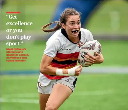  ?? PHOTOSPORT ?? Jazmin Hotham is one of three newcomers in the Black Ferns sevens squad.