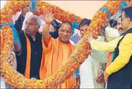  ?? SHYAM SHARMA/HT ?? Uttar Pradesh chief minister Yogi Adityanath during an election rally in Nagrota Bagwan on Monday.