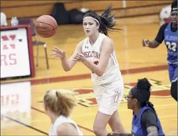  ??  ?? Niskayuna's Olivia Olsen joined Kate Fagan and Olivia Owens as 1,000-point scorers in girls’ basketball at Niskayuna. Olsen said that is “great company to be in.” She now has 1,018 points in her career.