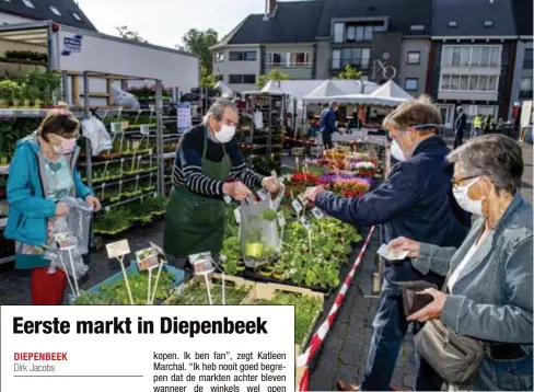  ?? FOTO BOUMEDIENE BELBACHIR ?? De markt in Diepenbeek ging intussen wel van start.