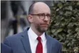  ?? EVAN VUCCI — THE ASSOCIATED PRESS ?? Acting OMB Director Russ Vought walks toward reporters Monday after an interview at the White House.