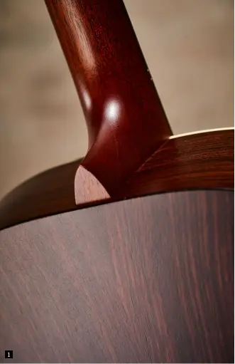  ??  ?? Classic old-school luthiery from Martin with its dovetailed neck joint. The stripped-down vibe of the Centennial means we don’t get back edge binding