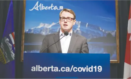  ?? THE CANADIAN PRESS/JEFF MCINTOSH ?? Alberta Minister of Health Tyler Shandro says serology testing shows us how best to contain COVID-19.