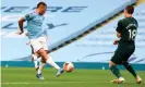  ??  ?? Manchester City’s Brazilian striker Gabriel Jesus opens the scoring. Photograph: Michael Regan/AFP/Getty Images