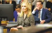  ?? KRISTIAN CARREON FOR THE U-T ?? Former KUSI anchor Sandra Maas listens to closing arguments during her trial on Wednesday.