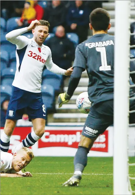  ?? PICTURE: PSI/Paul Thompson ?? BREATHING SPACE: Alan Browne scores Preston’s second