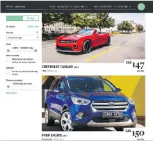  ??  ?? The car-sharing service Turo already has a number of vehicles available to rent in Vancouver, from SUVs to convertibl­e sports cars.