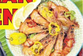  ?? ?? One of Jamaica’s favourite street foods and snacks, peppered shrimp, is available on the menu.