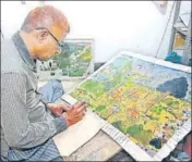  ?? AH ZAIDI ?? ■ An artist engaged in Kota-Bundi style of painting.