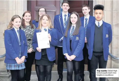  ??  ?? Top marks Dalziel High School pupils reach new heights in excellence