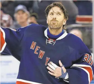  ?? AP ?? Henrik Lundqvist signed one-year deal with Capitals in October after stellar run on Broadway, but goalie reveals on Thursday that heart ailment will keep him from playing in upcoming season.