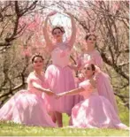  ?? PHOTO BY KATHLEEN GREESON ?? Dancing the “Pas de Quatre” are, seated, from left, Sophia Ledford and Lauren White. Standing are Caroline Avery and Jenison Owens.