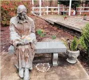  ?? Wayne Parry/Associated Press ?? A sculpture of a grieving mother sits at a memorial garden, Feb. 21 in Toms River, N.J., for children who died from any cause. Many residents of Toms River, where the former Ciba-Geigy chemical plant dumped toxic waste into the Toms River and directly onto the ground, oppose a settlement with the site’s current owner, BASF Corp. to restore natural resources at the site as inadequate and ill-advised.