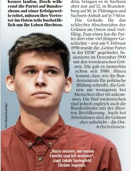  ??  ?? „Nazis wissen, wo meine Familie und ich wohnen“, sagt Jakob Springfeld (Grüne Jugend).