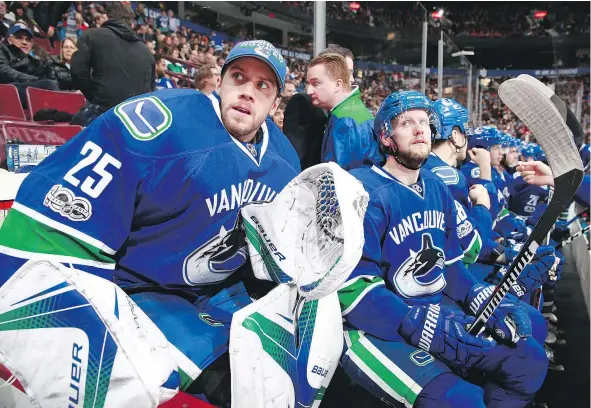  ?? — GETTY IMAGES FILES ?? Armed with a three-year, US$11-million contract extension, Canucks goalie Jacob Markstrom will have the chance to own the crease this season in Vancouver after mentor Ryan Miller packed his bags for southern California to the join the Anaheim Ducks.