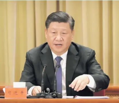  ?? AP ?? Xi Jinping poco antes de su discurso en el palacio del Pueblo de Pekín, este miércoles.