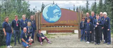  ??  ?? Members of the 6th Ashford Scout Group pictured at the Arctic Circle in Alaska