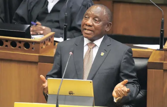  ??  ?? PRESIDENT Cyril Ramaphosa delivers his State of the Nation Address in Cape Town this week.