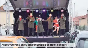  ??  ?? Ascot veterans enjoy drive-in Jingle Bell Rock concert.