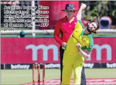  ?? — acm photo ?? australia bowler hane oichardson delivers during the Prd oai between south africa and australia at senwes markk