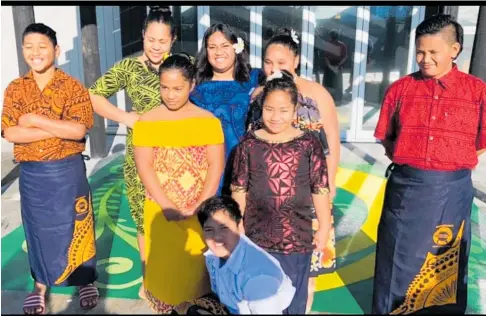  ??  ?? Richmond School Samoan dance group (back left to right) are Jeremy Faumui, Lyneisha Peivi, Colleen Simati, Sunema Faleiva, middle row: Annastasia Moefiti, Seu Lotolelei, Rickyrangi Roberts, front row: Livi Lotolelei Sione.