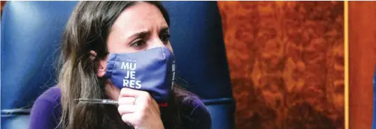  ?? EUROPA PRESS ?? Irene Montero, ministra de Igualdad, en su escaño del Congreso