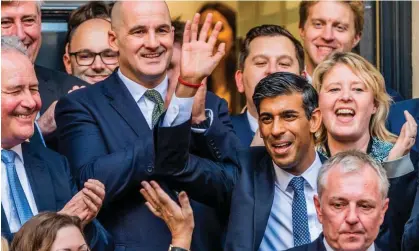  ?? Photograph: Guy Bell/Rex/Shuttersto­ck ?? Rishi Sunak with MPs at the Conservati­ve party headquarte­rs in London, 24 October 2022.