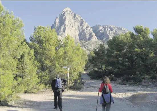  ??  ?? Am Coll de Pouet laufen fünf Wanderrout­en zusammen – eine führt auch auf den Gipfel des Puig Campana.