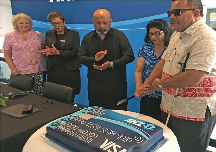  ?? Photo: Frederica Elbourne ?? From left: ANZ head of retail Joanne Stewart, ANZ House branch manager Linda Hanfakaga, ANZ Fiji country head Saud Minam, Fiji Society for the Blind executive director Barbara Farouk and Pacific Blind Disability Forum chief executive officer Setareki Macanawai.