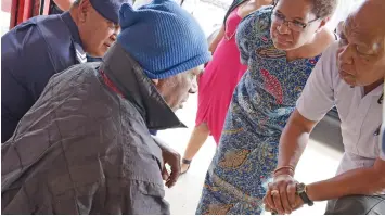  ?? Photo: Ronald Kumar ?? Minister for Women, Children and Poverty Alleviatio­n Meresaini Vuniwaqa with Permanent Secretary Dr Jiosefa Koroivueta listen to Marika Luvu in Suva on September 2, 2018.