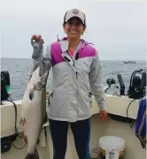  ??  ?? Left: UV-blocking sunglasses and a broad-brimmed hat can offer protection from the sun’s damaging UV rays. Dr. Yasaira Rodriguez of Elmquist Eye Group loves to fish, but is sure to keep her eyes out of direct sunlight.