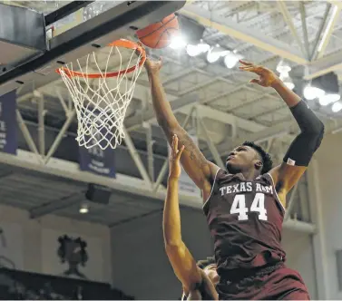  ?? Tim Warner / For The Chronicle ?? Texas A&amp;M forward Robert Williams, a two-time SEC defensive player of the year, has been compared to the Rockets’ Clint Capela and former NBA star Antonio McDyess.