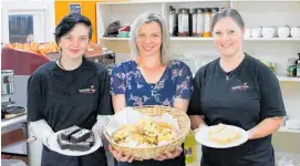  ?? Photo / Karen Hughes, Training For You ?? Preparing for the Big Bake Sale at Little Campus Cafe are Phoenix Kerr (left), tutor Bex Carr and Lisa Jones.