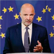  ?? REUTERS ?? A Bruxelles. Commissari­o europeo per gli affari economici e monetari, Pierre Moscovici